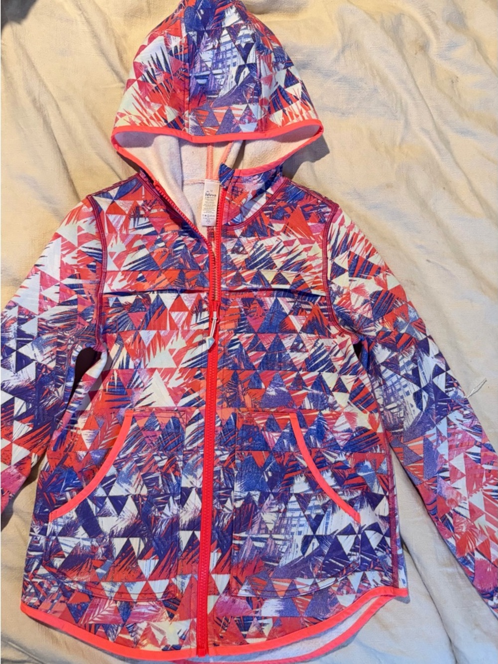 Ivivva Girls Hooded Jacket in Purple, Coral & White